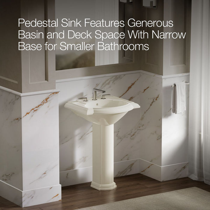 KOHLER K-2286-8 Devonshire 24-1/4" rectangular pedestal bathroom sink, biscuit - view 4