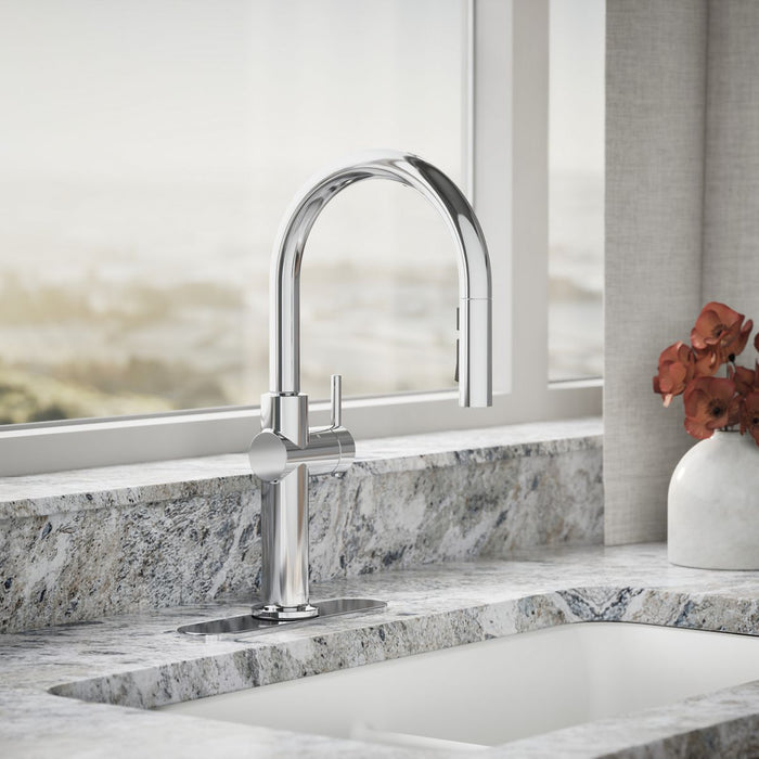 KOHLER K-22974 Crue Touchless pull-down kitchen sink faucet with three-function sprayhead