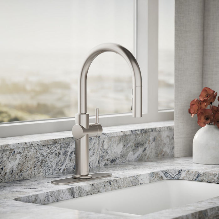 KOHLER K-22974 Crue Touchless pull-down kitchen sink faucet with three-function sprayhead