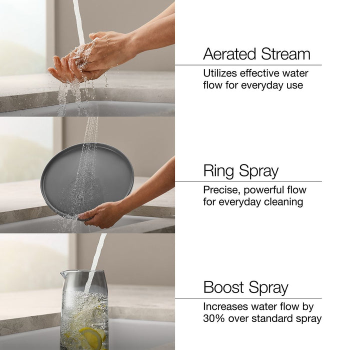KOHLER K-22974-WB Crue Touchless pull-down kitchen sink faucet with KOHLER Konnect and three-function sprayhead, vibrant...