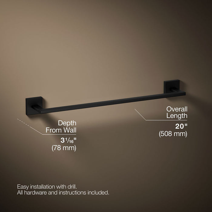 KOHLER K-23284 Square 18" towel bar, matte black - view 5