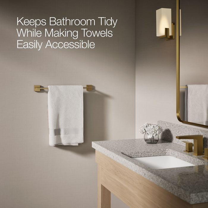 KOHLER K-23284 Square 18" towel bar, vibrant brushed moderne brass - view 3