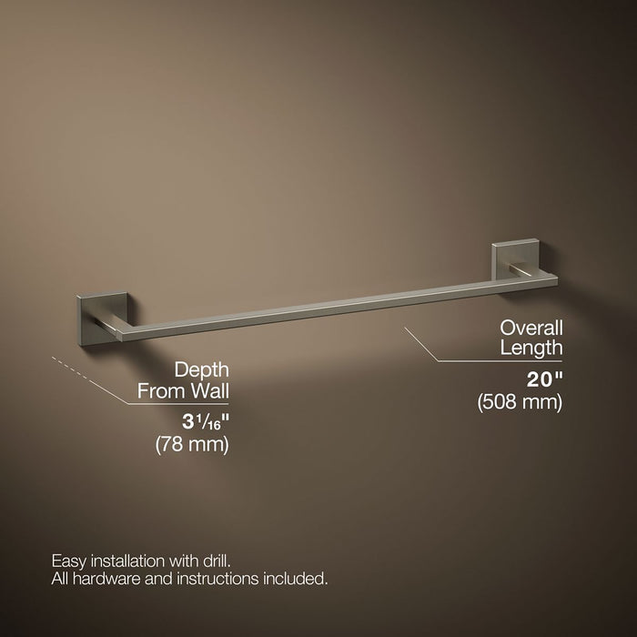 KOHLER K-23284 Square 18" towel bar, vibrant brushed nickel - view 5