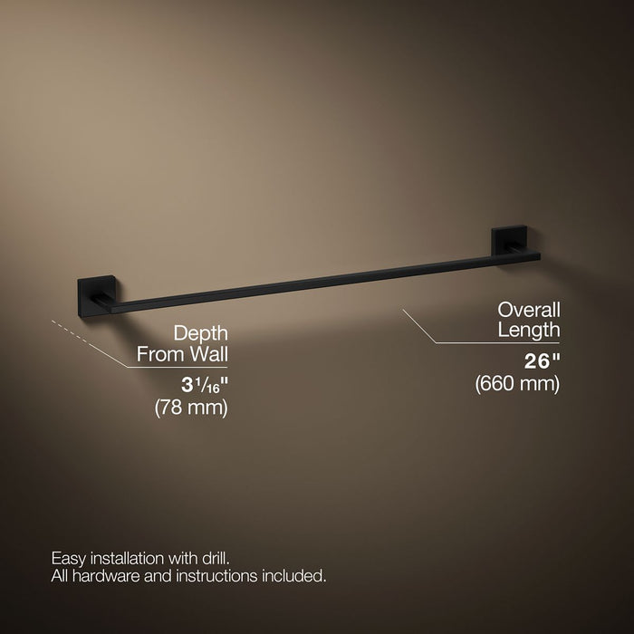 KOHLER K-23285 Square 24" towel bar, matte black - view 5