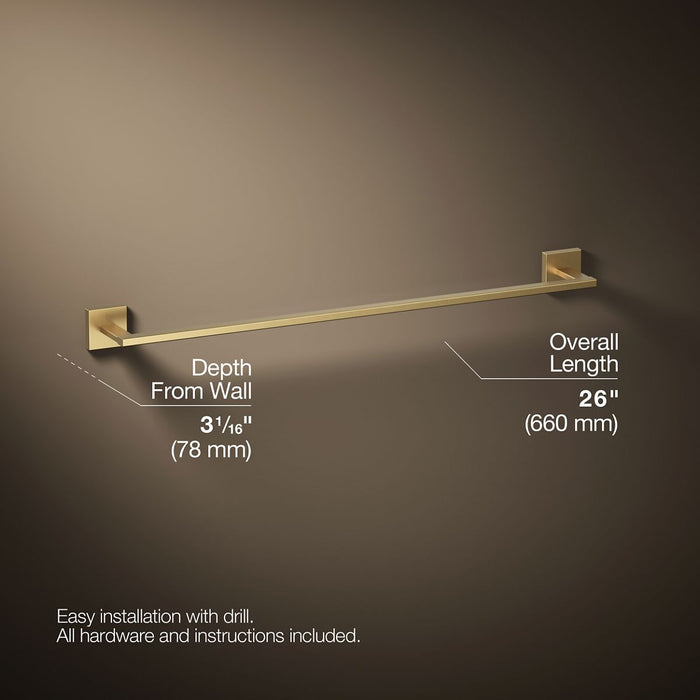 KOHLER K-23285 Square 24" towel bar, vibrant brushed moderne brass - view 5