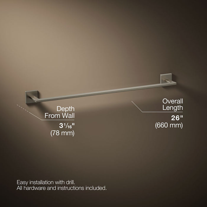 KOHLER K-23285 Square 24" towel bar, vibrant brushed nickel - view 5