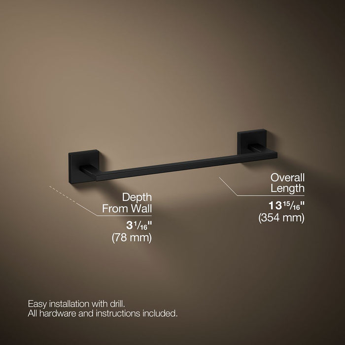 KOHLER K-23286 Square 12" towel bar, matte black - view 5