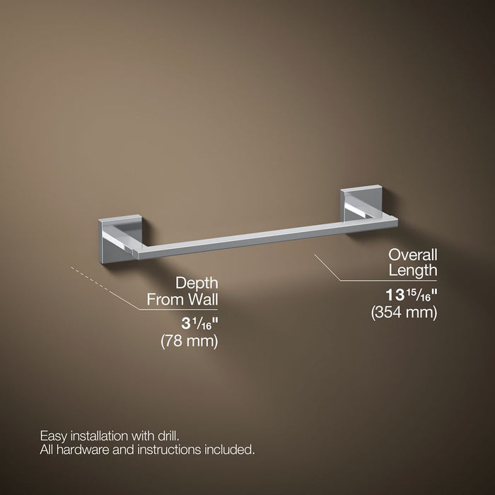 KOHLER K-23286 Square 12" towel bar, polished chrome - view 5