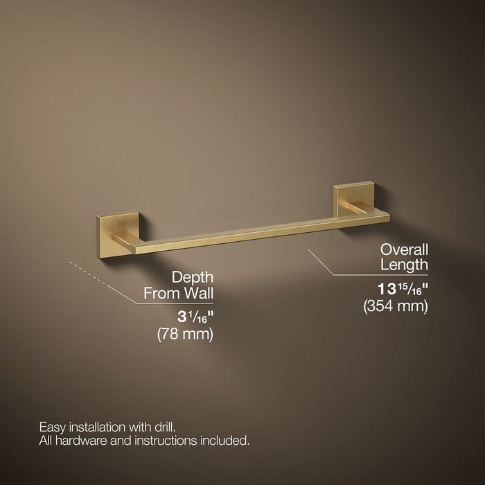 KOHLER K-23286 Square 12" towel bar, vibrant brushed moderne brass - view 5