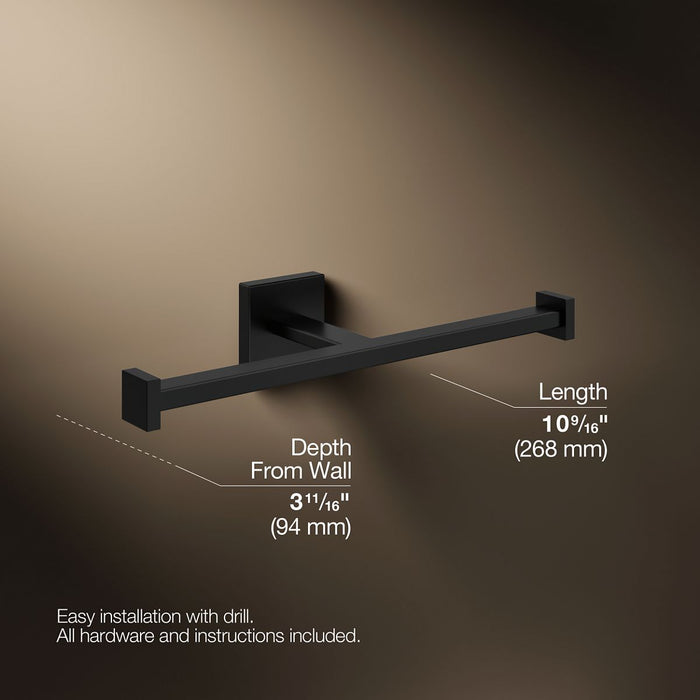 KOHLER K-23288 Square Double toilet paper holder, matte black - view 5