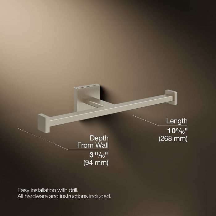 KOHLER K-23288 Square Double toilet paper holder, vibrant brushed nickel - view 5