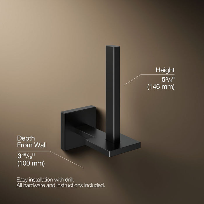 KOHLER K-23289 Square Vertical toilet paper holder, matte black - view 5