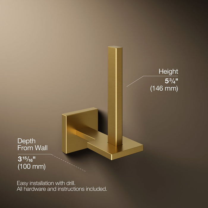 KOHLER K-23289 Square Vertical toilet paper holder, vibrant brushed moderne brass - view 5