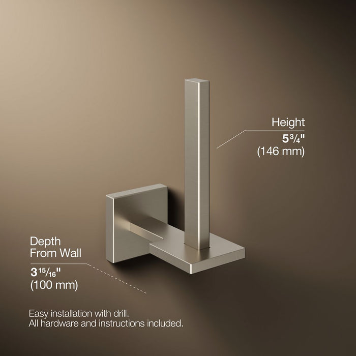 KOHLER K-23289 Square Vertical toilet paper holder, vibrant brushed nickel - view 5