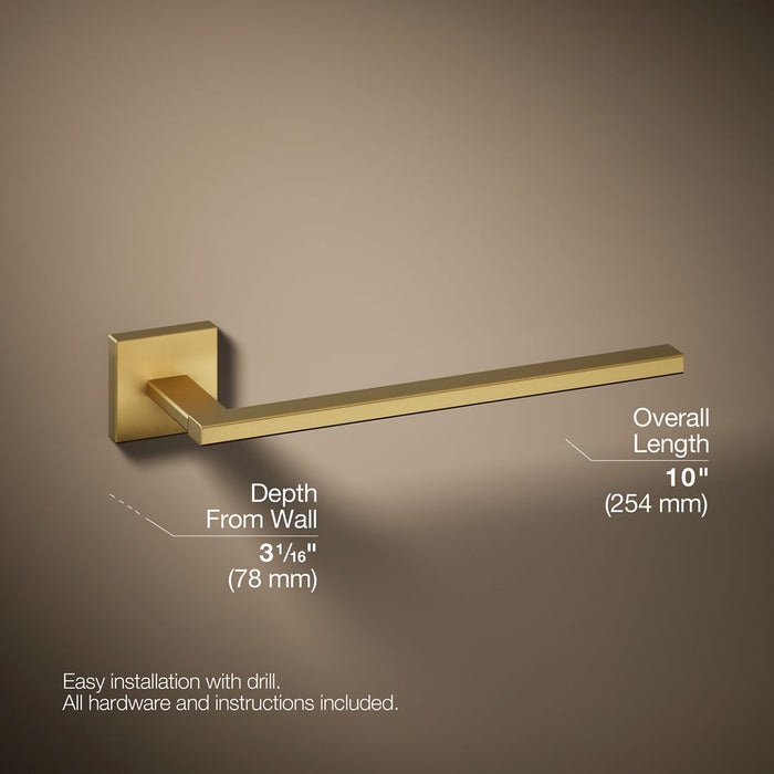 KOHLER K-23291 Square Towel arm, vibrant brushed moderne brass - view 5