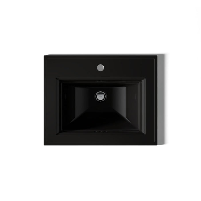 KOHLER K-2337-1 Memoirs 22-3/4" rectangular drop-in bathroom sink, black black - view 3