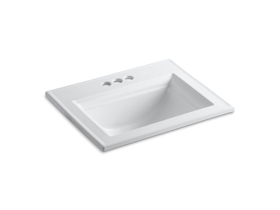 KOHLER K-2337-4 Memoirs 22-3/4" rectangular drop-in bathroom sink, white