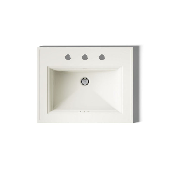 KOHLER K-2337-8 Memoirs 22-3/4" rectangular drop-in bathroom sink, biscuit - view 3