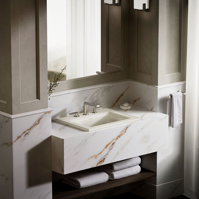 KOHLER K-2337-8 Memoirs 22-3/4" rectangular drop-in bathroom sink, biscuit - view 4