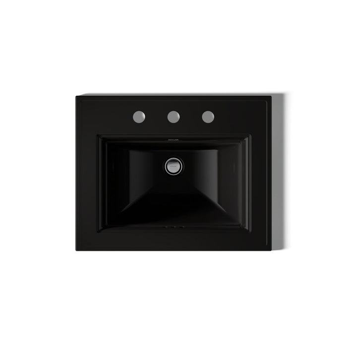 KOHLER K-2337-8 Memoirs 22-3/4" rectangular drop-in bathroom sink, black black - view 3