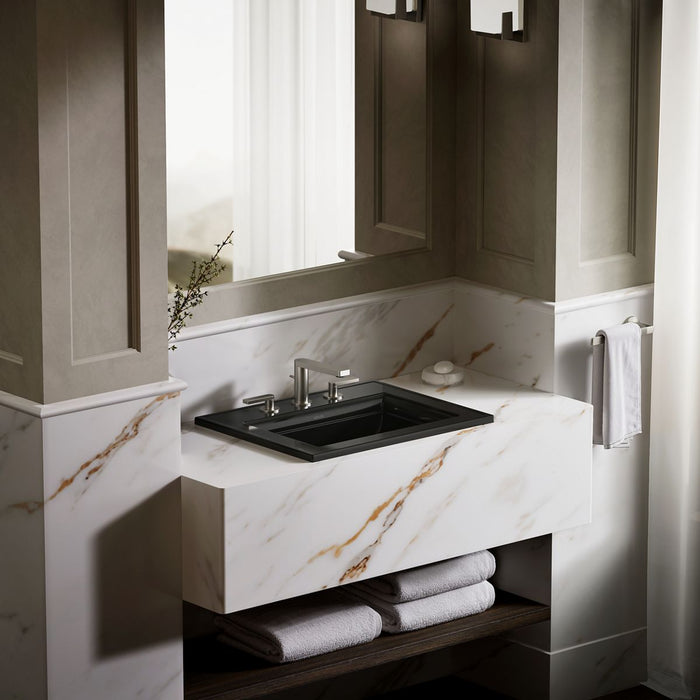 KOHLER K-2337-8 Memoirs 22-3/4" rectangular drop-in bathroom sink, black black - view 4