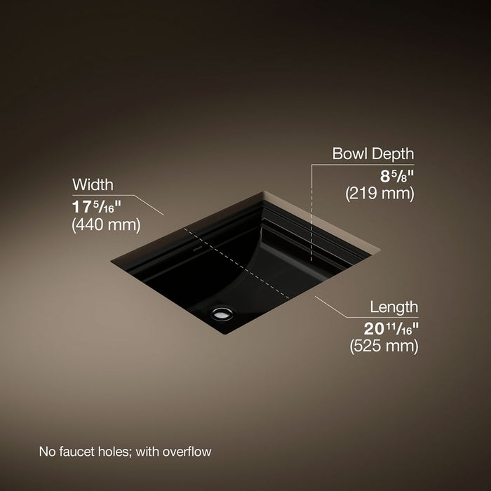 KOHLER K-2339 Memoirs 20" rectangular undermount bathroom sink, black black - view 4