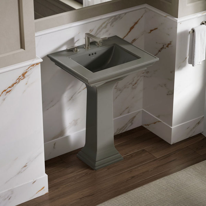 KOHLER K-2344-8 Memoirs Stately 25" Rectangular Pedestal Bathroom Sink, Thunder Grey - image focused on single product story