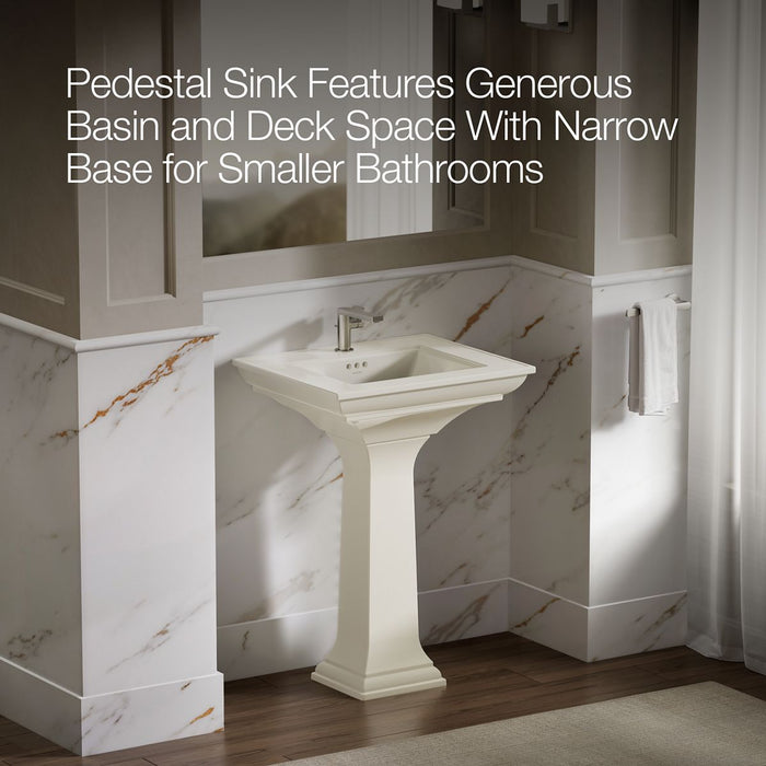 KOHLER K-2344-1 Memoirs 25" rectangular pedestal bathroom sink, biscuit - view 4