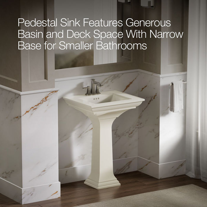 KOHLER K-2344-4 Memoirs 25" rectangular pedestal bathroom sink, biscuit - view 5