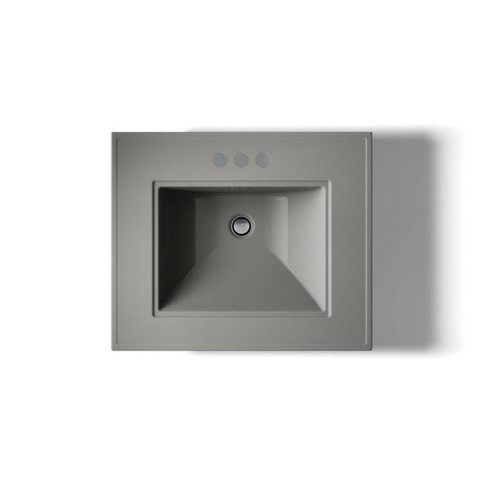 KOHLER K-2344-4 Memoirs 25" rectangular pedestal bathroom sink, thunder grey - view 3