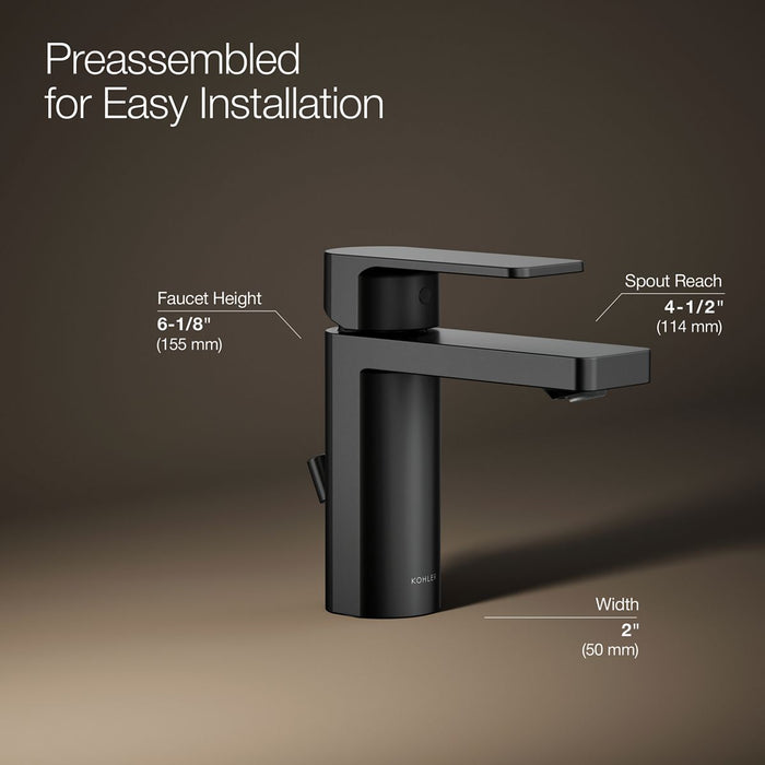 KOHLER K-23472-4K Parallel Single-handle bathroom sink faucet, 1.0 gpm, matte black - view 3
