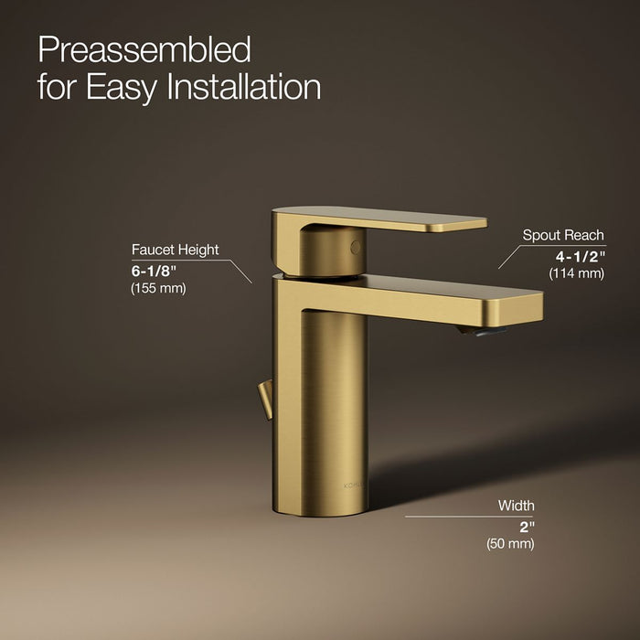 KOHLER K-23472-4N Parallel Single-handle bathroom sink faucet, 0.5 gpm, vibrant brushed moderne brass - view 5