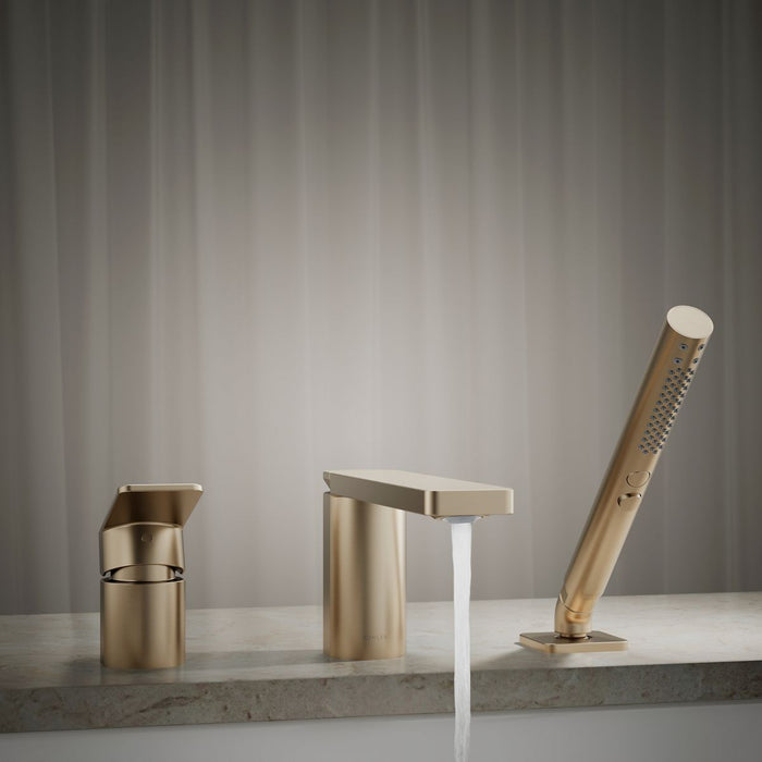 KOHLER K-23488-4 Parallel Deck-mount bath faucet with handshower, vibrant brushed bronze - view 5