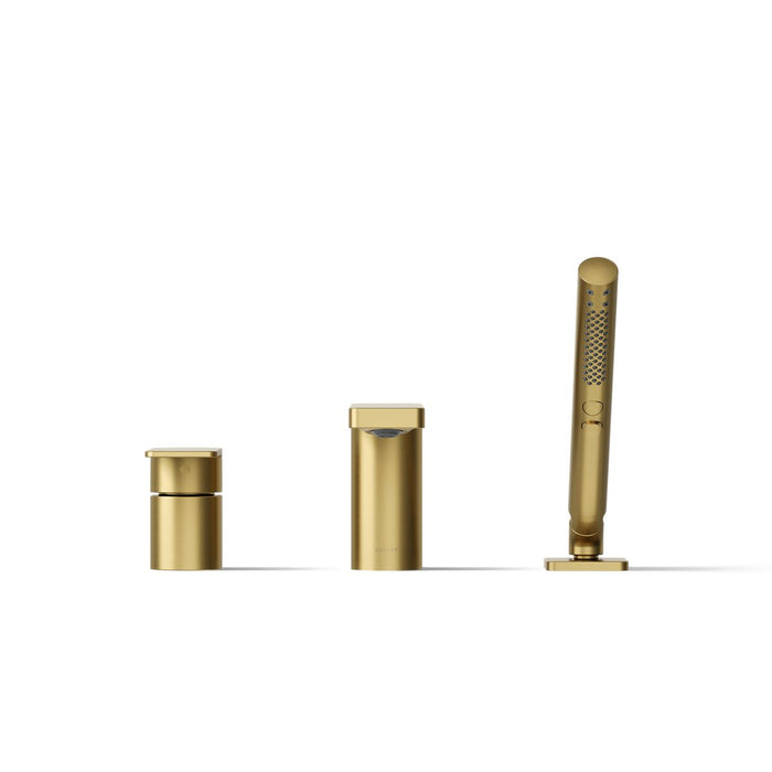 KOHLER K-23488-4 Parallel Deck-mount bath faucet with handshower, vibrant brushed moderne brass - view 5