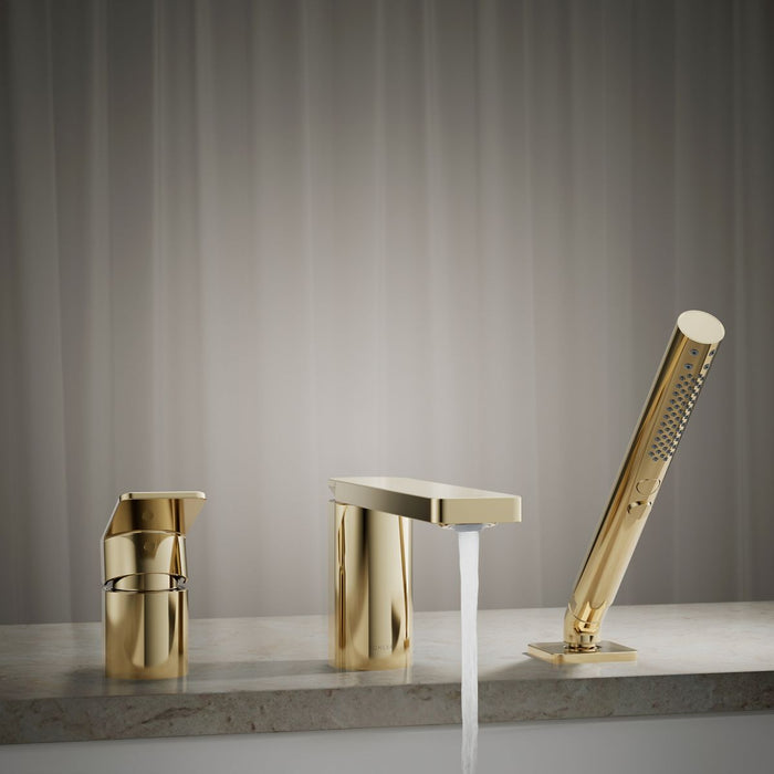 KOHLER K-23488-4 Parallel Deck-mount bath faucet with handshower, vibrant french gold - view 5