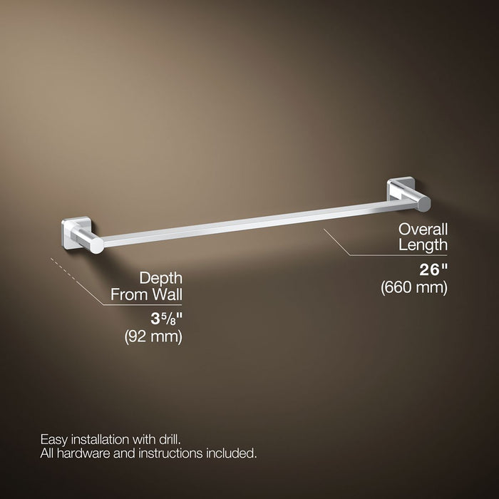 KOHLER K-23525 Parallel 24" towel bar, polished chrome - view 4