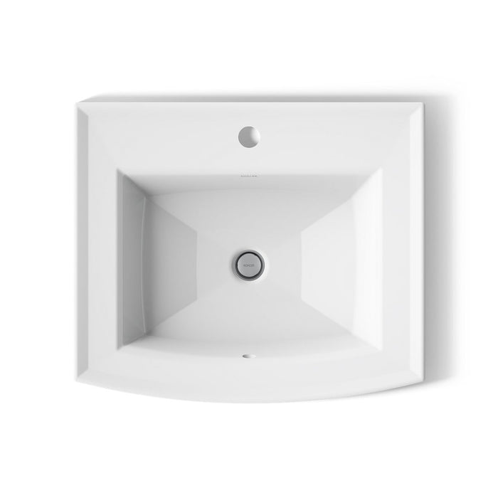 KOHLER K-2356-1 Archer 22-3/4" rectangular drop-in bathroom sink, white - view 3