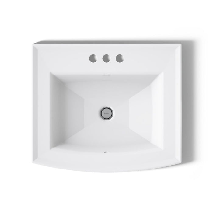 KOHLER K-2356-4 Archer 22-3/4" rectangular drop-in bathroom sink, white - view 3