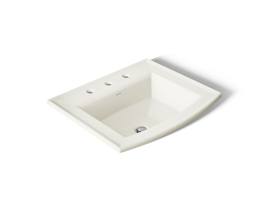 KOHLER K-2356-8 Archer 22-3/4" rectangular drop-in bathroom sink, biscuit