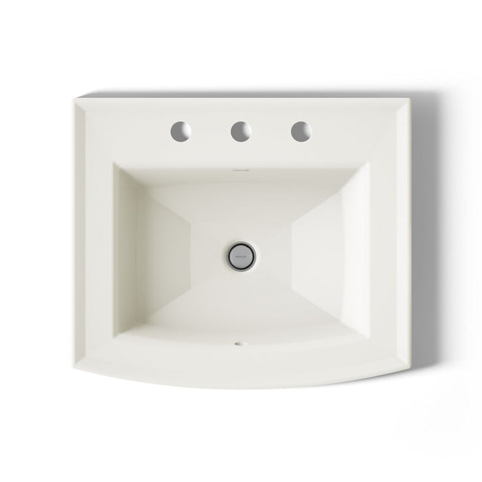 KOHLER K-2356-8 Archer 22-3/4" rectangular drop-in bathroom sink, biscuit - view 3