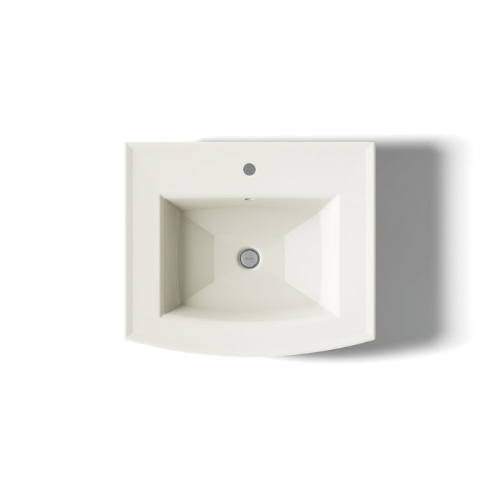 KOHLER K-2358-1 Archer 24" rectangular pedestal bathroom sink, biscuit - view 4