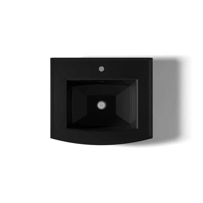KOHLER K-2358-1 Archer 24" rectangular pedestal bathroom sink, black black - view 3