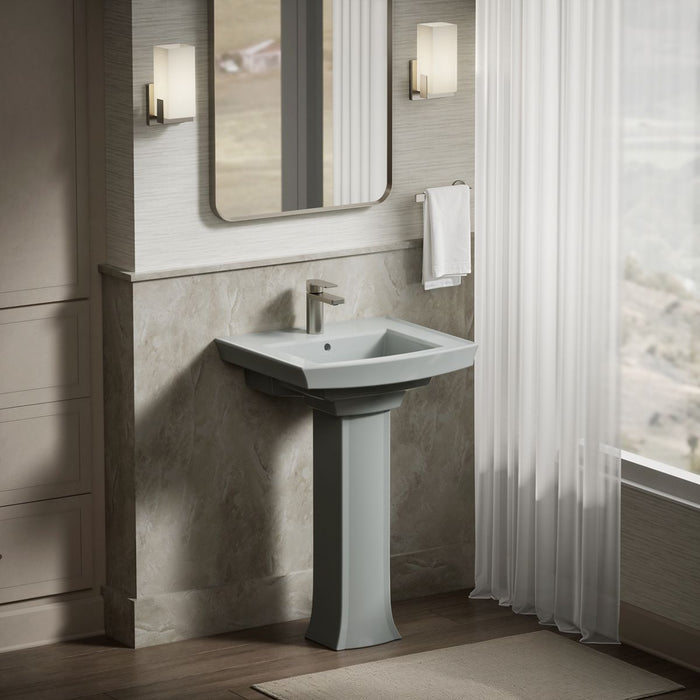KOHLER K-2358-1 Archer 24" rectangular pedestal bathroom sink, ice grey - view 4
