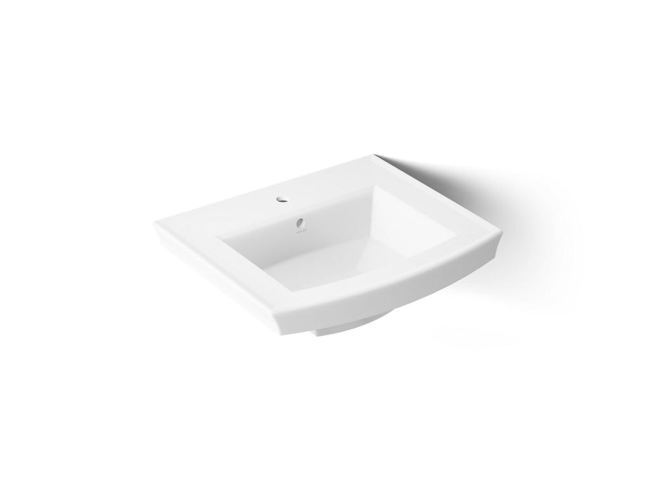 KOHLER K-2358-1 Archer 24" rectangular pedestal bathroom sink, white