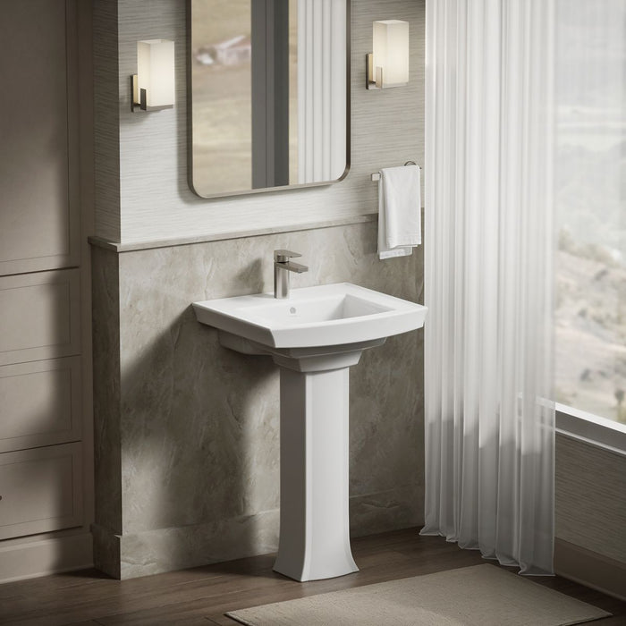 KOHLER K-2358-1 Archer 24" rectangular pedestal bathroom sink, white - view 4
