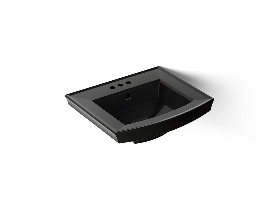 KOHLER K-2358-4 Archer 24" rectangular pedestal bathroom sink, black black