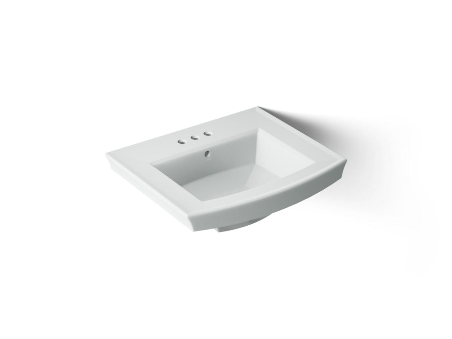 KOHLER K-2358-4 Archer 24" rectangular pedestal bathroom sink, ice grey