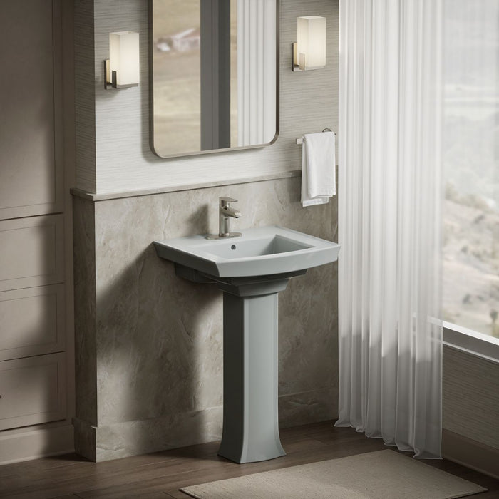 KOHLER K-2358-4 Archer 24" rectangular pedestal bathroom sink, ice grey - view 4