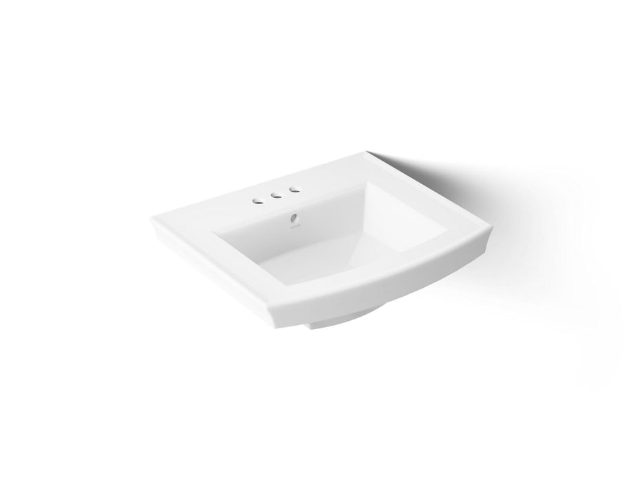 KOHLER K-2358-4 Archer 24" rectangular pedestal bathroom sink, white