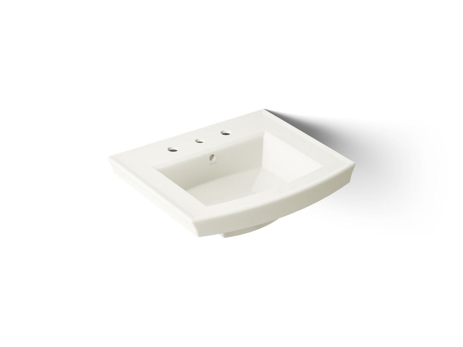 KOHLER K-2358-8 Archer 24" rectangular pedestal bathroom sink, biscuit